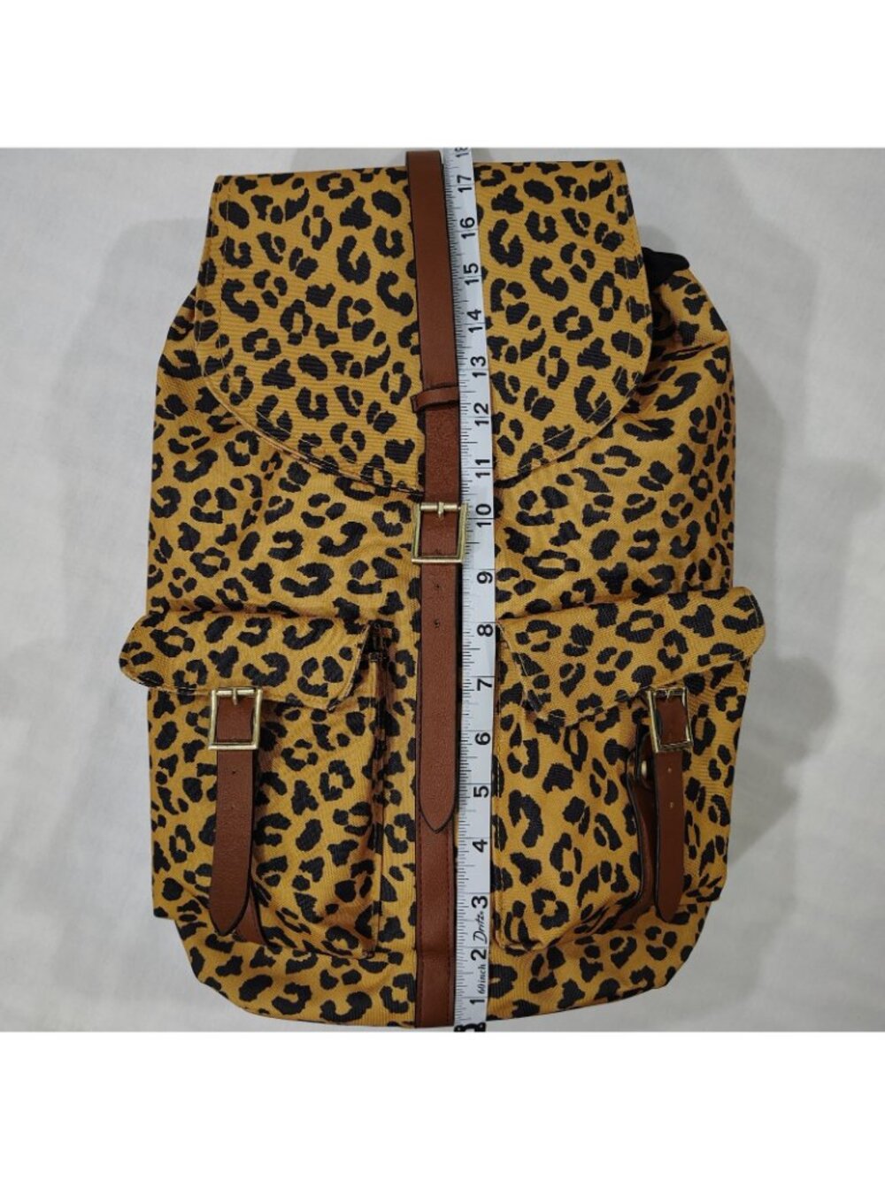 No Boundaries Cargo Backpack Leopard Print Yellow Black Magnetic Snap Pockets - Picture 8 of 16